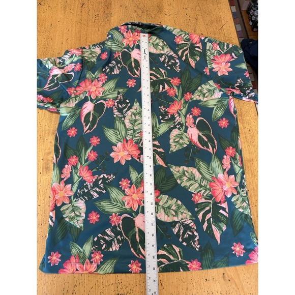 Bad Birdie Shirt Mens Large Green Colorful Floral Performance Golf Polo - Picture 5 of 7